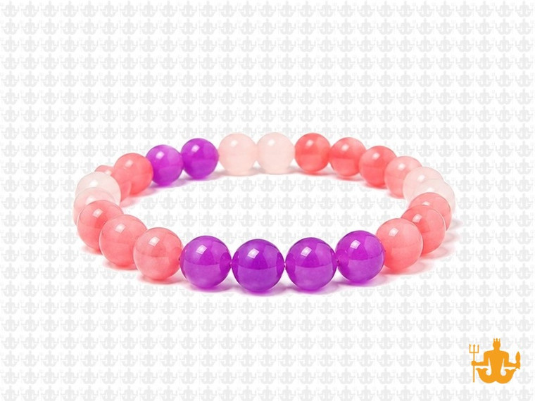 8mm Carnelian, Rose Quartz  & Jade Bracelet 7.5" [b3x74]