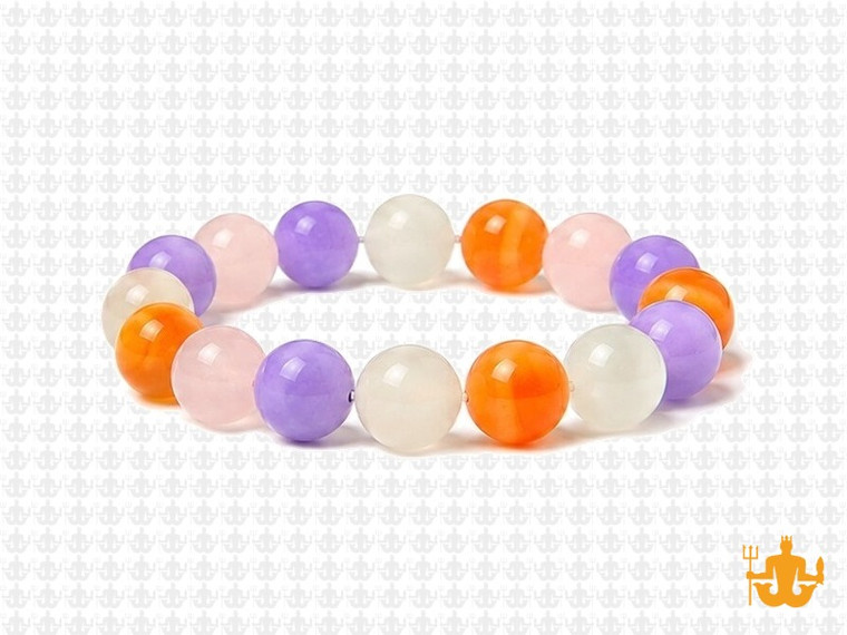 10mm Carnelian, Rose Quartz  & Jade Bracelet 7.5" [b4x71]