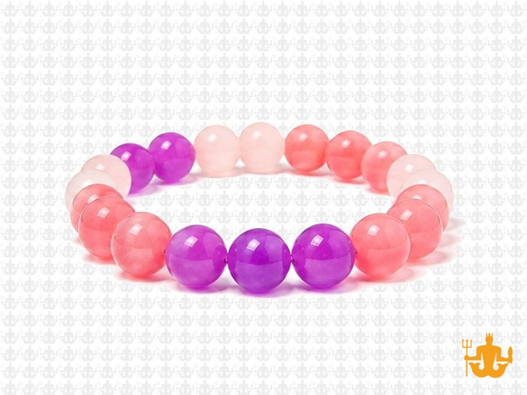 10mm Carnelian, Rose Quartz  & Jade Bracelet 7.5" [b4x74]