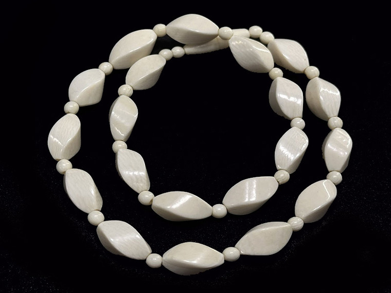10x15mm Natural Buffalo Bone Twisted Beads 7" A Grade [zb245]
