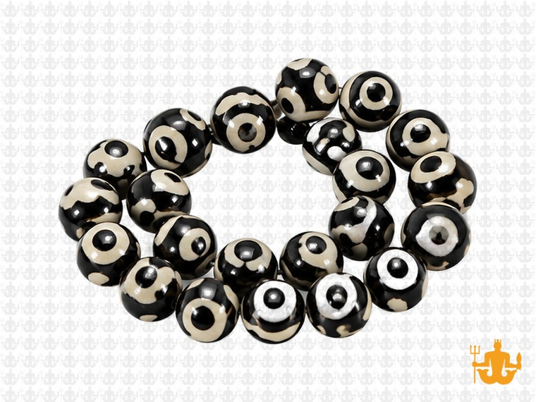 12mm Tibetan Dzi  Agate Round Beads 15.5" natural [12m71]