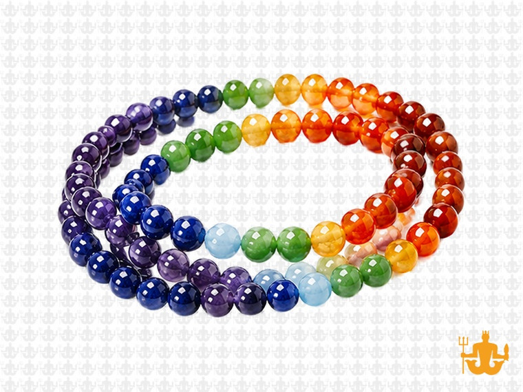 4mm 7 Chakra Round Beads 15.5", Natural [4m55]
