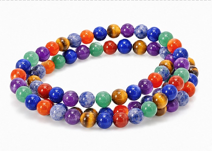 4mm 7 Chakra Round Beads 15.5", Natural [4m56]