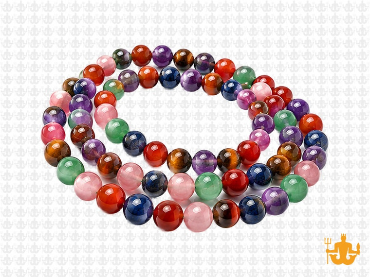 6mm 7 Chakra Round Beads 15.5", Natural [6m54]