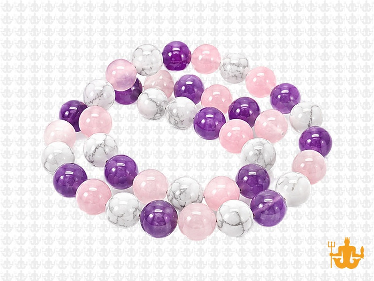 8mm Amethyst, howlite, Rose Quartz Round Beads 15.5", Natural [8x91]