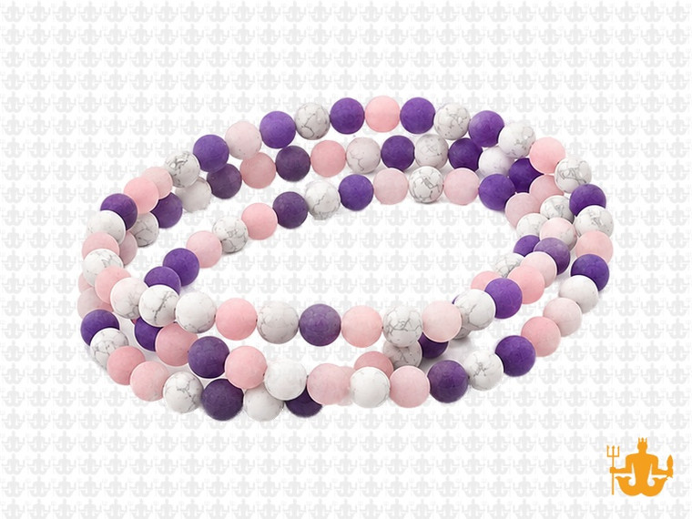 4mm Matte Amethyst, howlite, Rose Quartz Round Beads 15.5", Natural [4x91m]