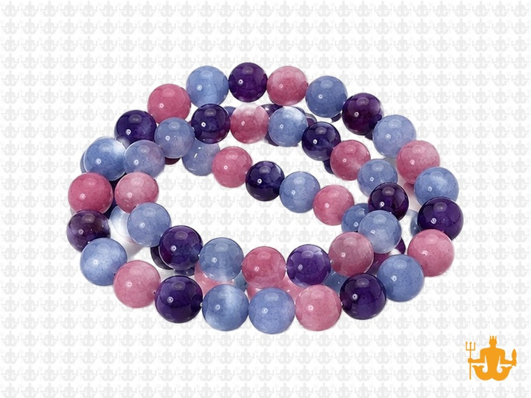 8mm Sunstone, Aquamarine & Amethyst Round Beads 15.5" natural [8r77]