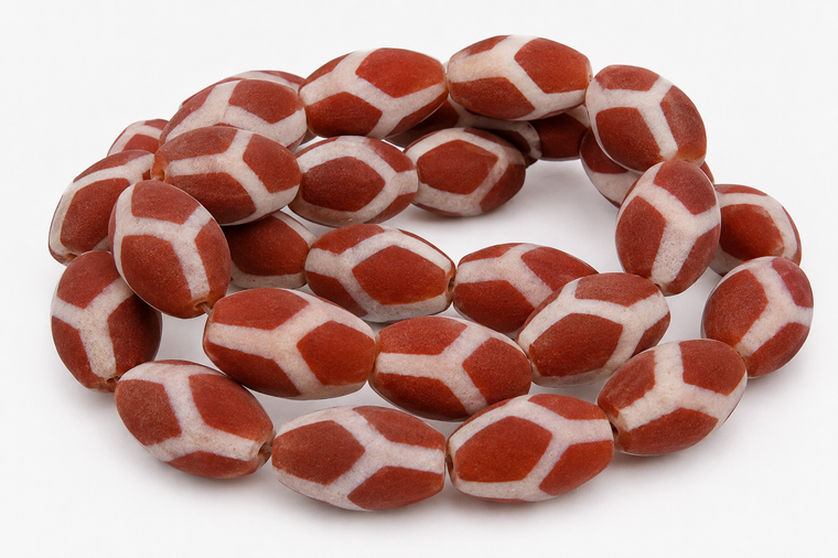 10mm Matte Tibetan Dzi Agate Oval Beads 15.5" natural [10m75m]
