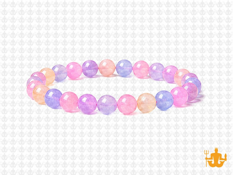 6mm Mixing Jade & Quartz Bracelet 7.5", dyed [b2x94]