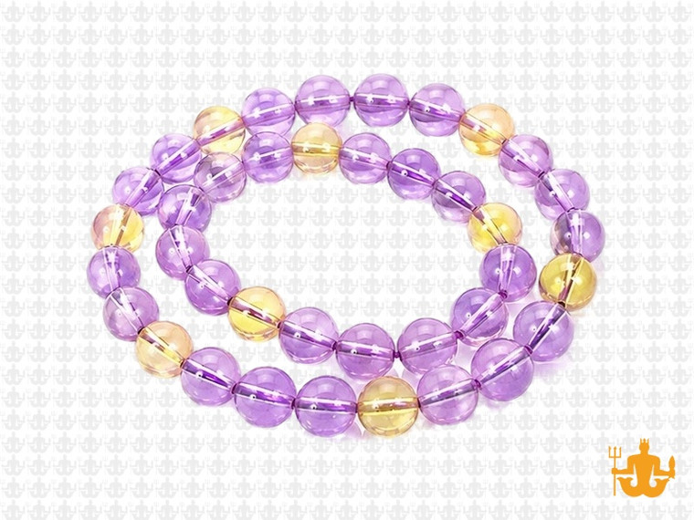 8mm Amethyst & Citrine Crystal Round Beads 15.5" natural [8r9]