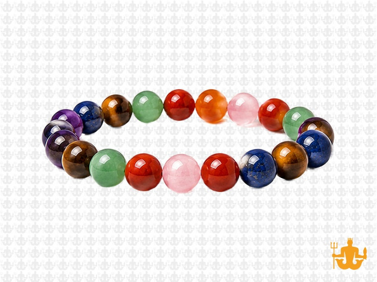 8mm 7 Chakra Bracelet 7.5", Natural [b3m54]