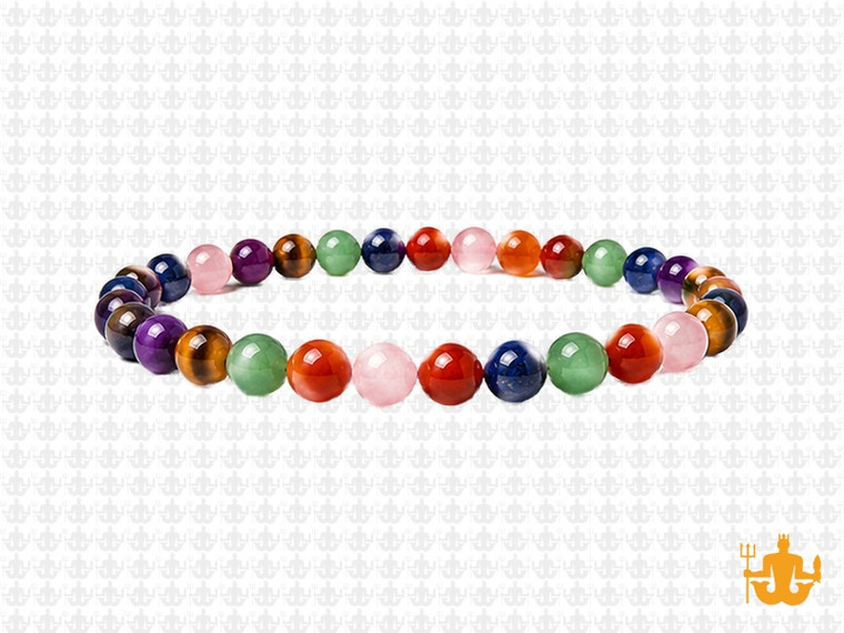 4mm 7 Chakra Bracelet 7.5", Natural [b1m54]