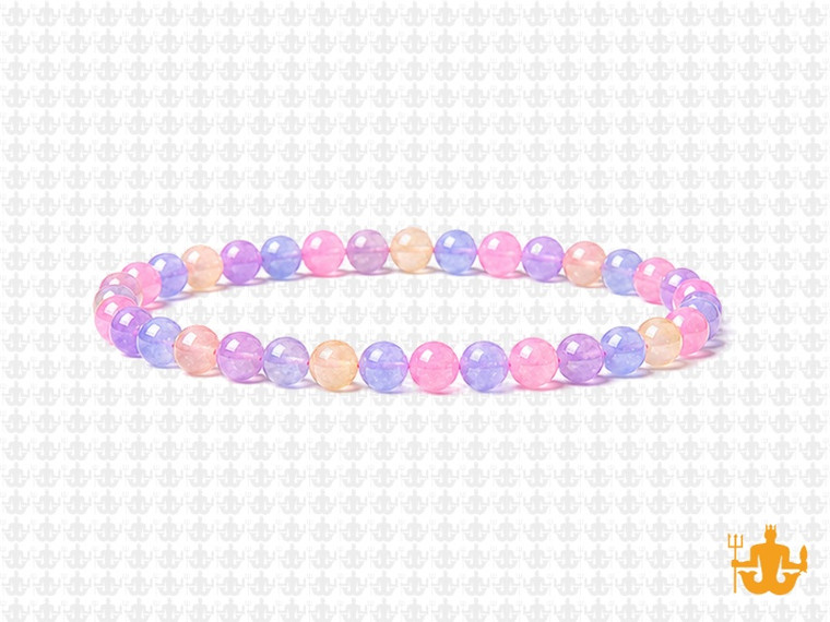 4mm Mixing Jade & Quartz Bracelet 7.5", dyed [b1x94]