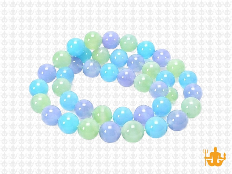 8mm Chrysprase, Aqua Quartz & Chalcedony Round Beads 15.5" synthetic [8x32]