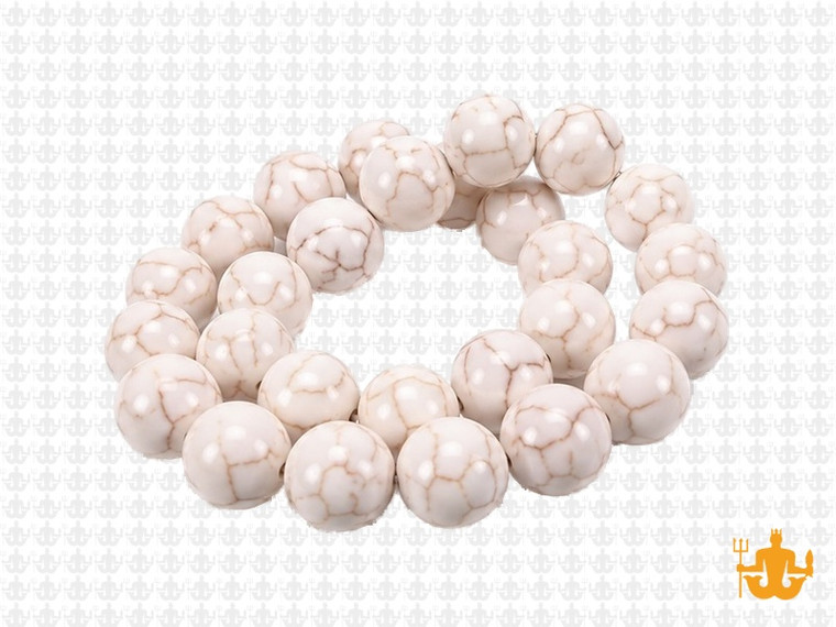 10mm White Turquoise Round Beads 15.5" stabilized [10d23]