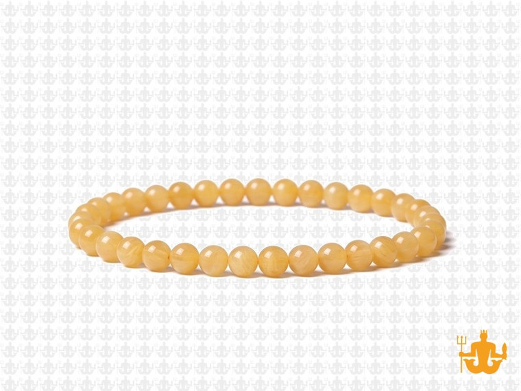 4mm Yellow Chalcedony Elastic Bracelet 7.5" dyed [b1b92]
