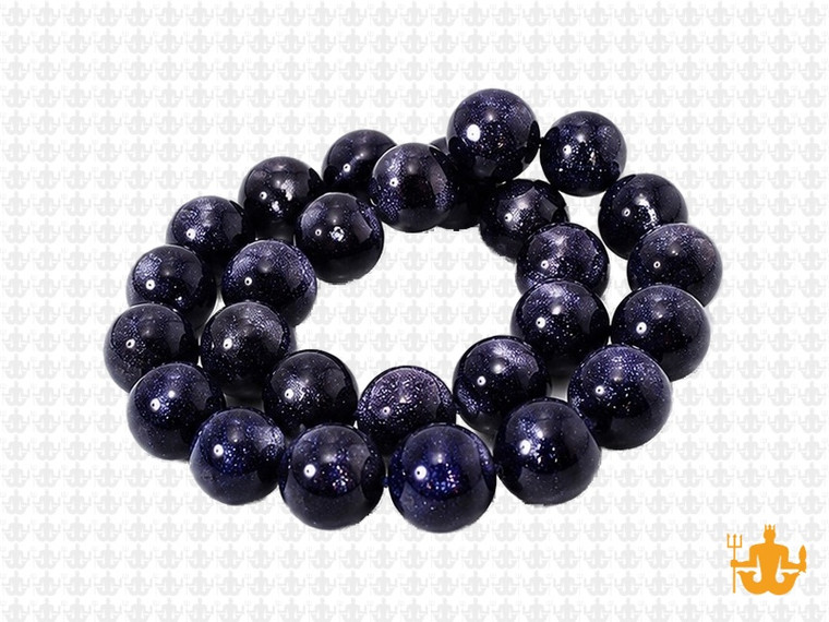 10mm Blue Goldstone Round Beads 15.5" synthetic [10d25]