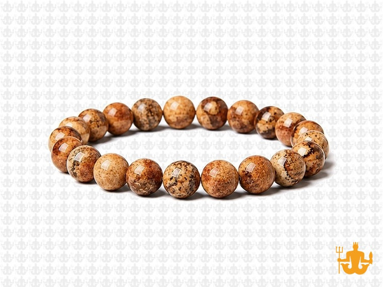 8mm Picture Jasper Elastic Bracelet 7.5" natural [b3b26]
