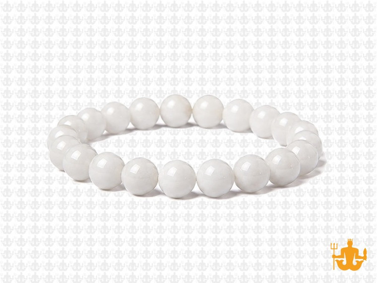 8mm White Jade Elastic Bracelet 7.5" natural [b3b40]