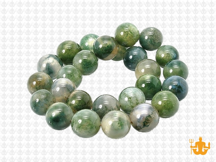 10mm Moss Agate Round Beads 15.5" natural [10d3]