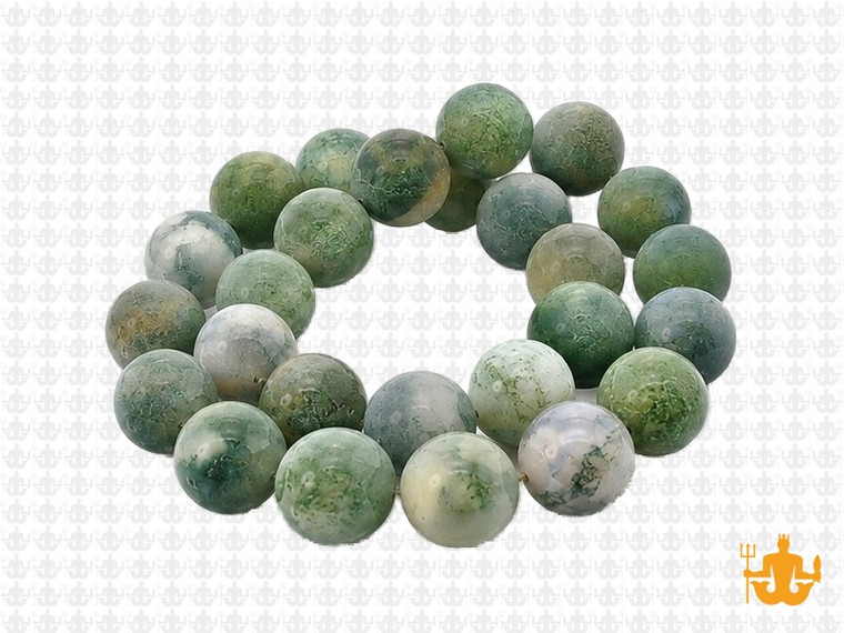 10mm Matte Moss Agate Round Beads 15.5" natural [10d3m]