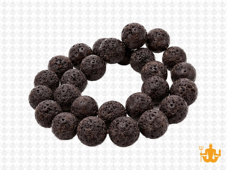 10mm Matte Volcano Black Lava Round Beads 15.5" natural [10d50m]