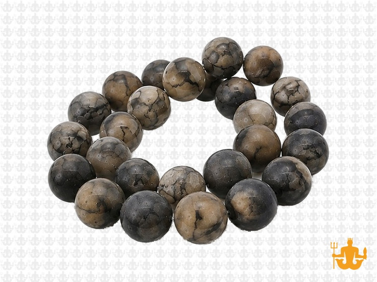 10mm Matte Black Fire Agate Round Beads 15.5" dyed [10f17m]