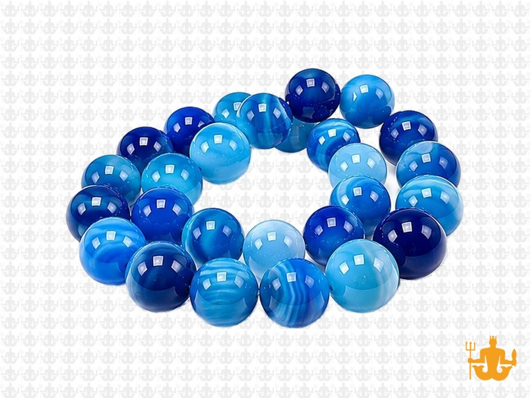 10mm Blue Banded Agate Round Beads 15.5" dyed [10f22]