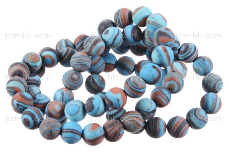 10mm Matte Turquoise Malachite round Beads 15.5" synthetic [10r49tm]