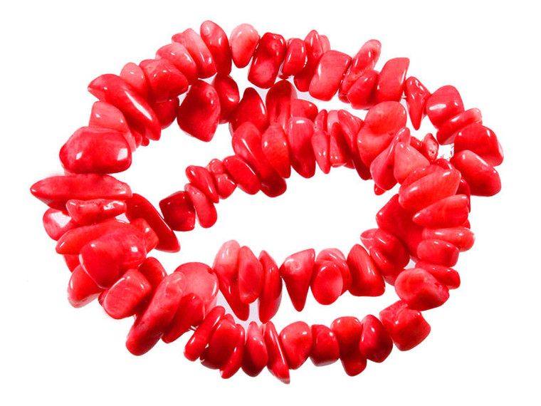 8mm Red Coral Nugget Beads 15.5" dyed [k31]