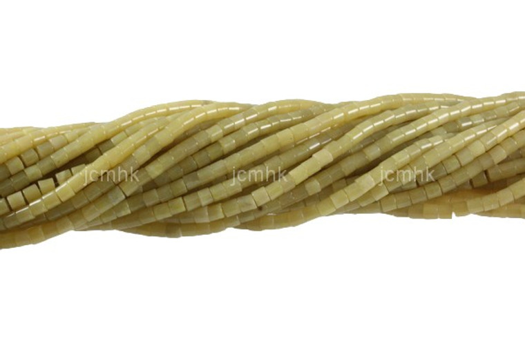 4x4mm Olivine Jade Tube Beads 7" natural [s1b38-4t]