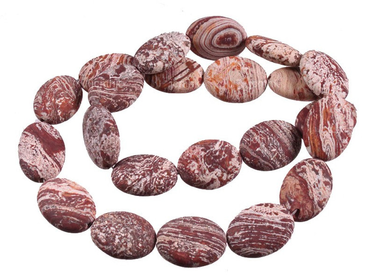 15x20mm Matte Brown Agate Puff Oval Beads 15.5" natural [s7b4a-15m]