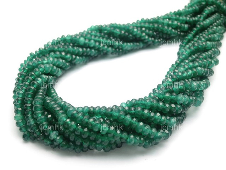 4mm Green Jade Faceted Rondelle Beads 15.5" natural [sc1b77]