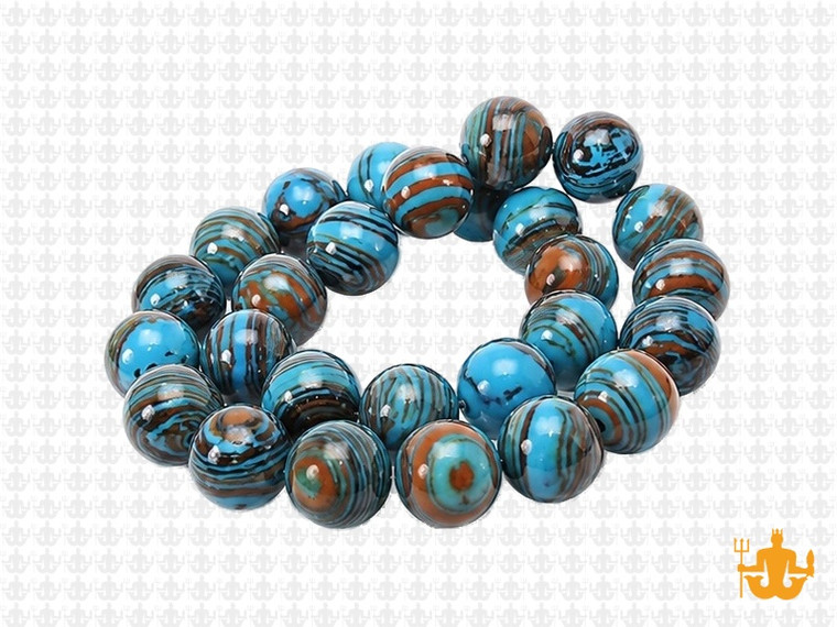 10mm Turquoise Lace Malachite Round Beads 15.5" synthetic [10r49t]