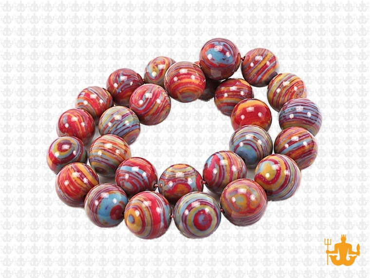 10mm Rainbow Lace Malachite Round Beads 15.5" synthetic [10r49x]