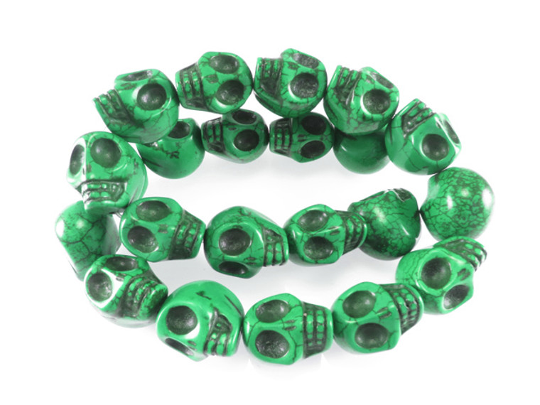 23x18mm Green Magnesite Skull Beads 15.5" [t174g]