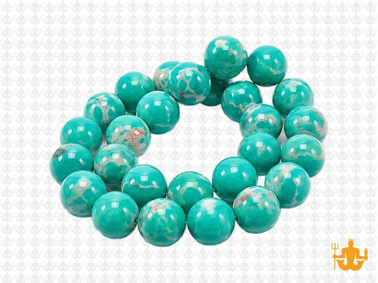 10mm Green Sea Sediment Round Beads 15.5" dyed [10r55g]