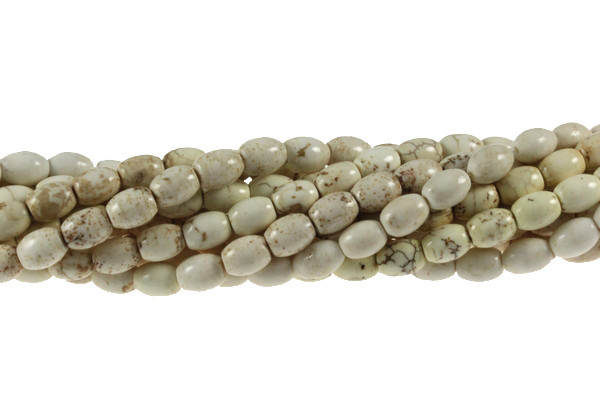 4x6mm White Turquoise Rice Beads 15.5" stabilized [t2w4]