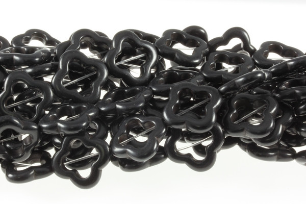 20x20mm Black Magnesite Star Flower Beads 15.5" [t351k]