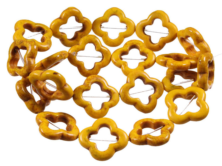 20x20mm Yellow Magnesite Star Flower Beads 15.5" [t351y]