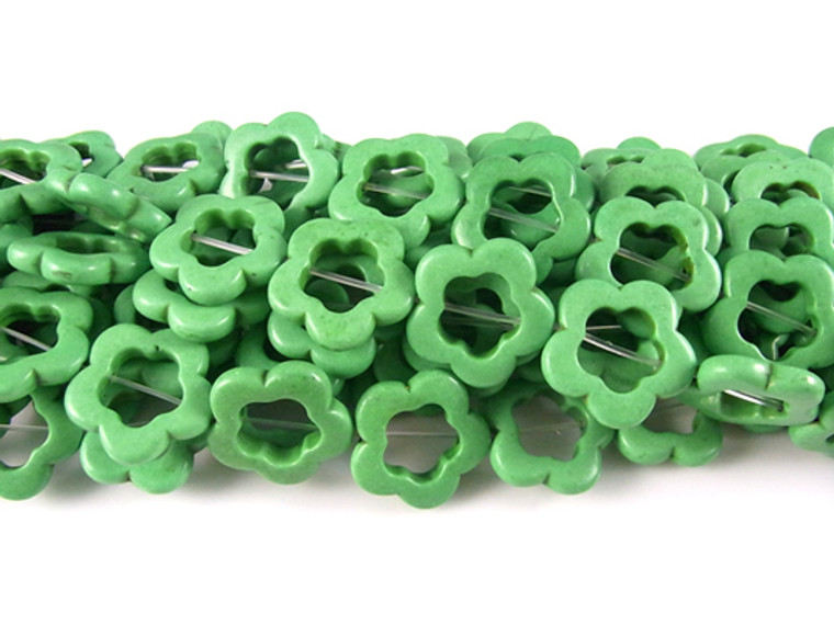20mm Green Magnesite Flower Donuts Beads 15.5" [t364g]
