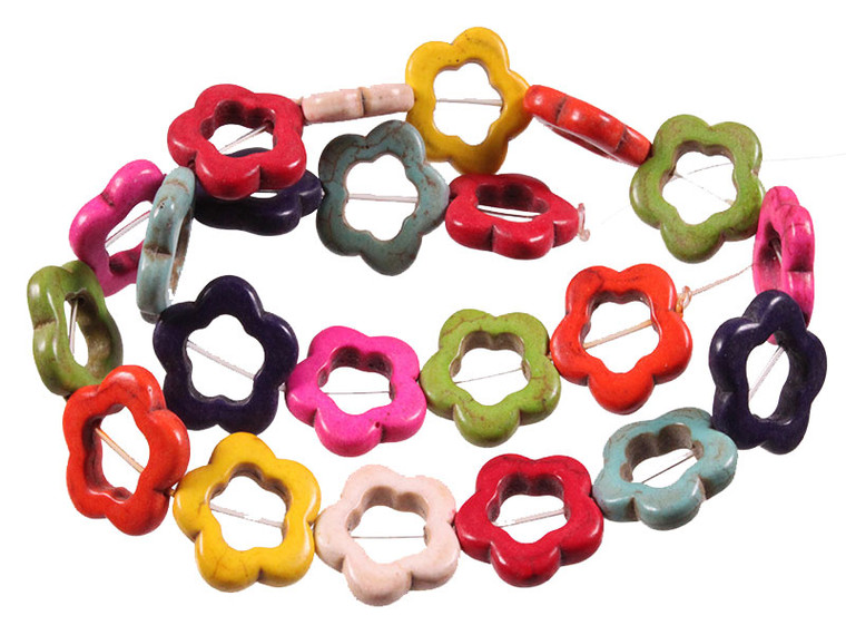 20mm Mix Magnesite Flower Donuts Beads 15.5" [t364x]