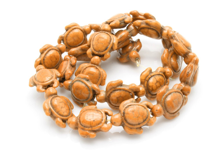 15x18mm Coffee Magnesite Turtle Beads 15.5" [t396c]