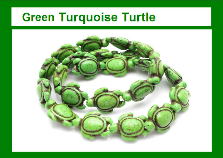 15x18mm Green Magnesite Turtle Beads 15.5" [t396g]