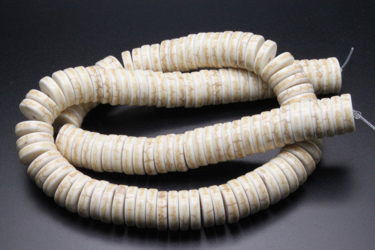 12mm White Turquoise Heishi Beads 15.5" stabilized [t3w12h]