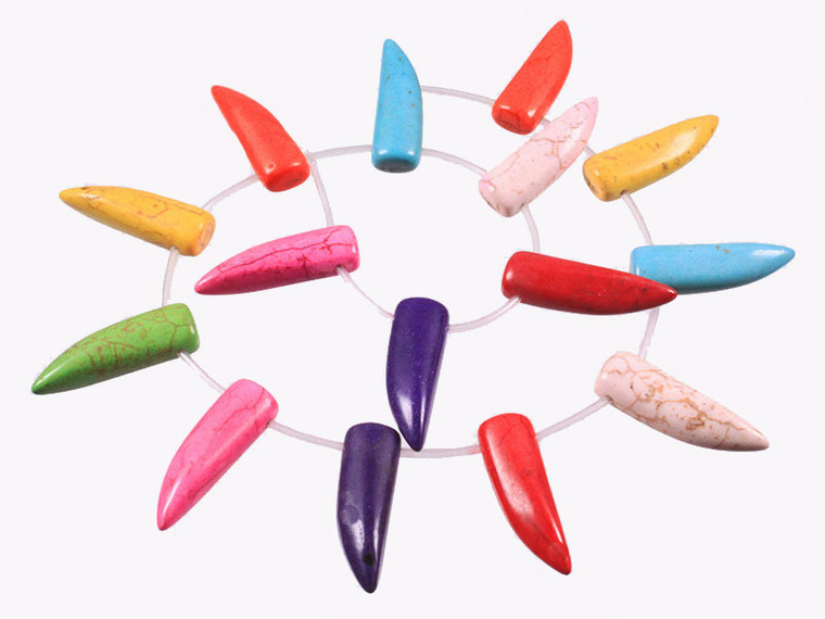 10x30mm Mix Magnesite Lucky Horn Beads 15pcs 15.5" [t425x]