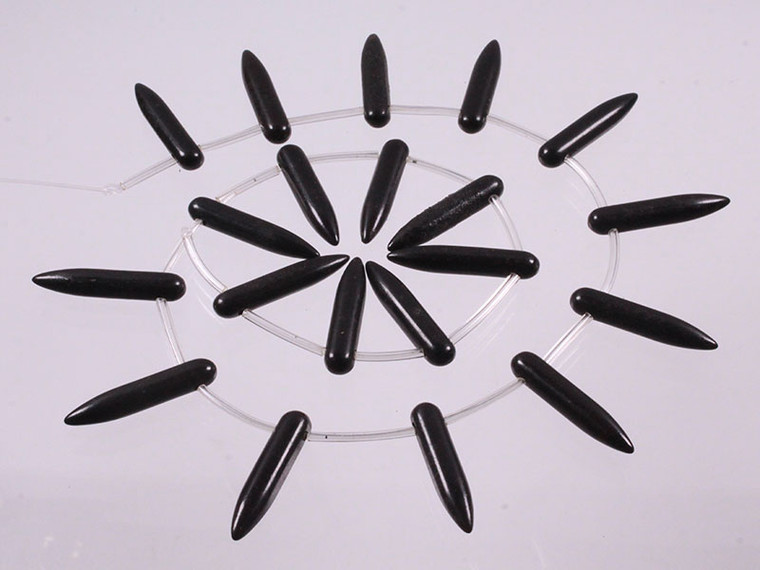 25x5mm Black Magnesite Egyptian Stick Beads 14pcs per set [t430k]