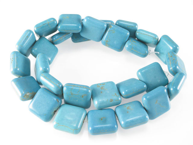 14mm Blue Magnesite Square beads 15.5" [t447b]