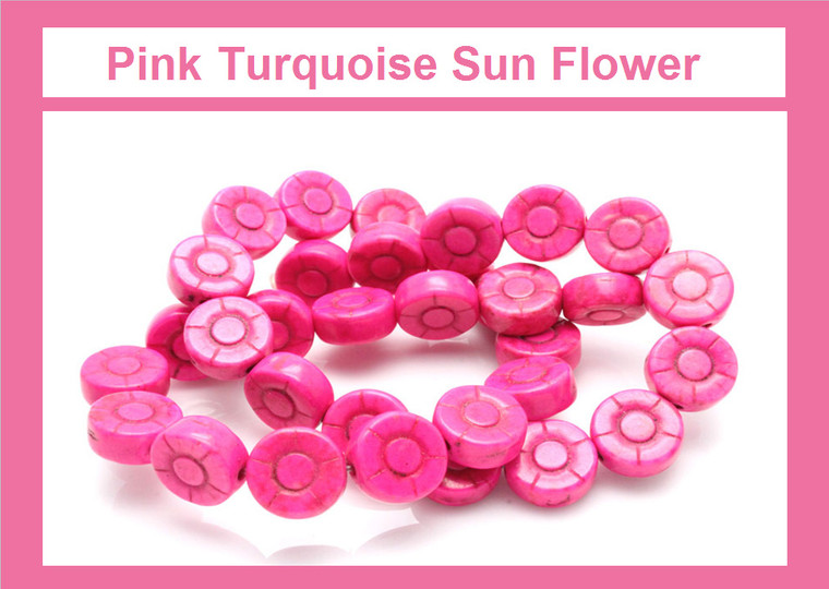12mm Pink Magnesite Sunflower Beads 15.5" [t455f]