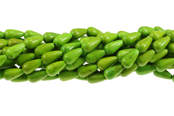8x15mm Green Magnesite Teardrop Beads 15.5" [t462g]